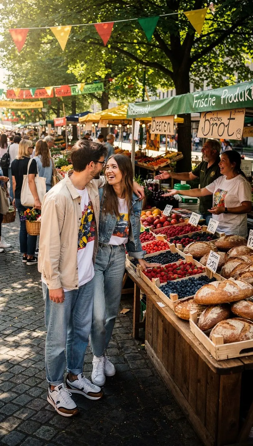 Besucher erkunden die Rheinuferpromenade in Köln an einem sonnigen Tag.